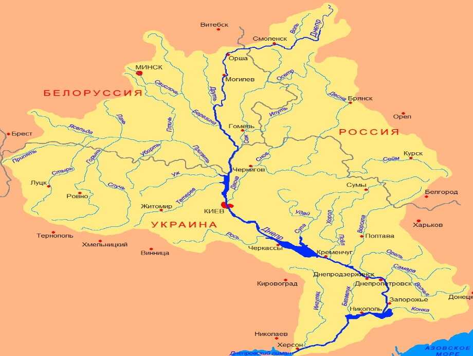 Уровень воды в реке Днепр