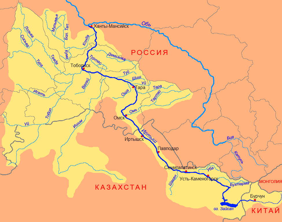 Река Иртыш смотреть на карте