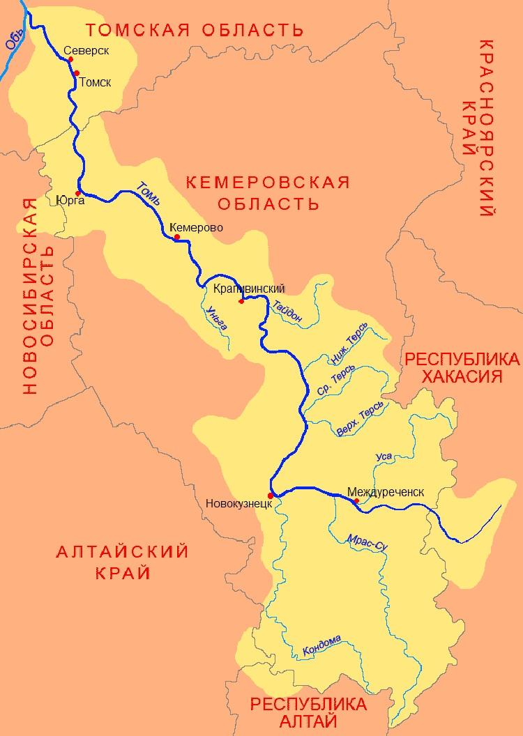 Уровень воды в реке Томь